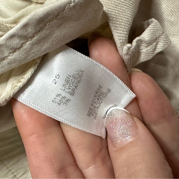 Evereve Womens 25 Beige Linen Blend High Rise Wide Leg Trousers - Picture 7 of 7